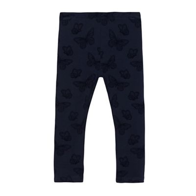 bluezoo Girls' navy textured butterfly print leggings